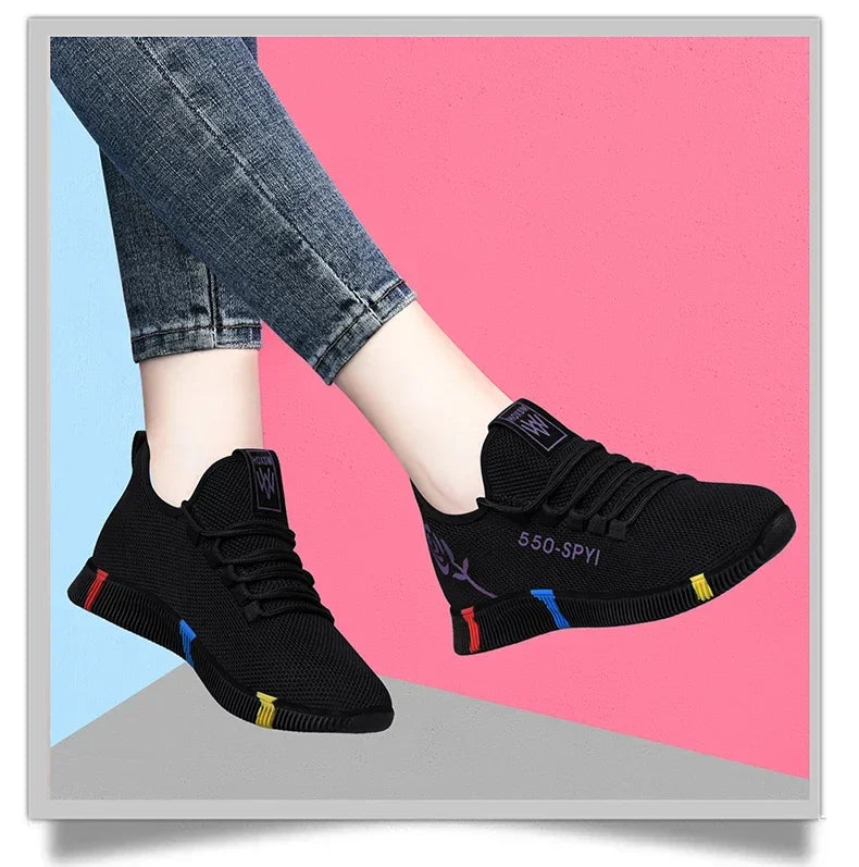Tenis Feminino 2026 Women's Woven Shoes Air Mesh Light Soft Sneakers Female Flats Platform Lace Up Casual Shoes Basket Femme