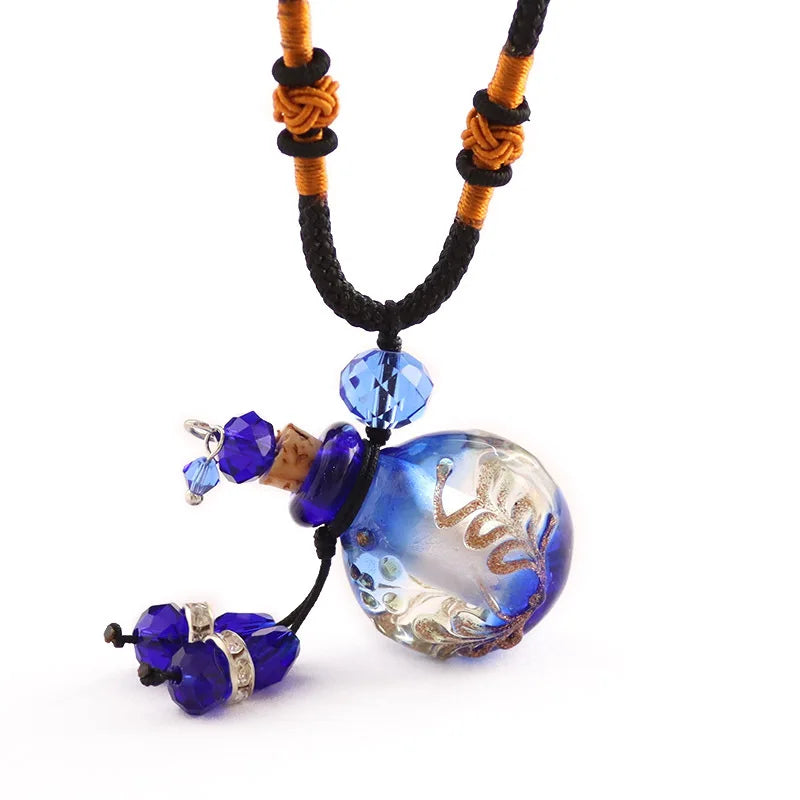 Baroque Aromatherapy Essential Oil Bottle Geometric Pendants Glazed Women Fashion Fried Dough Twists Chain Necklace Jewelry