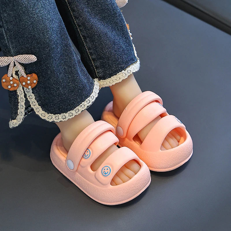 Cloud Cushion Soft Kids Sandals, Unisex Boys Girls Cute Outdoor Two-Way Wear Non-Slip Odor Resistant Toddler Slides