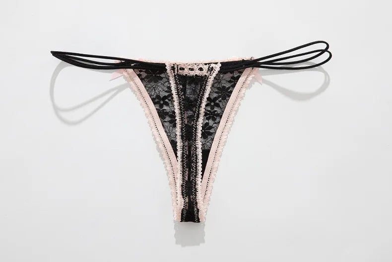 Lace Bow Panties Sexy Female Lingerie Daily Home Wear Solid Thongs Underwear Women Low Waist Panties Breathable Трусы Женские
