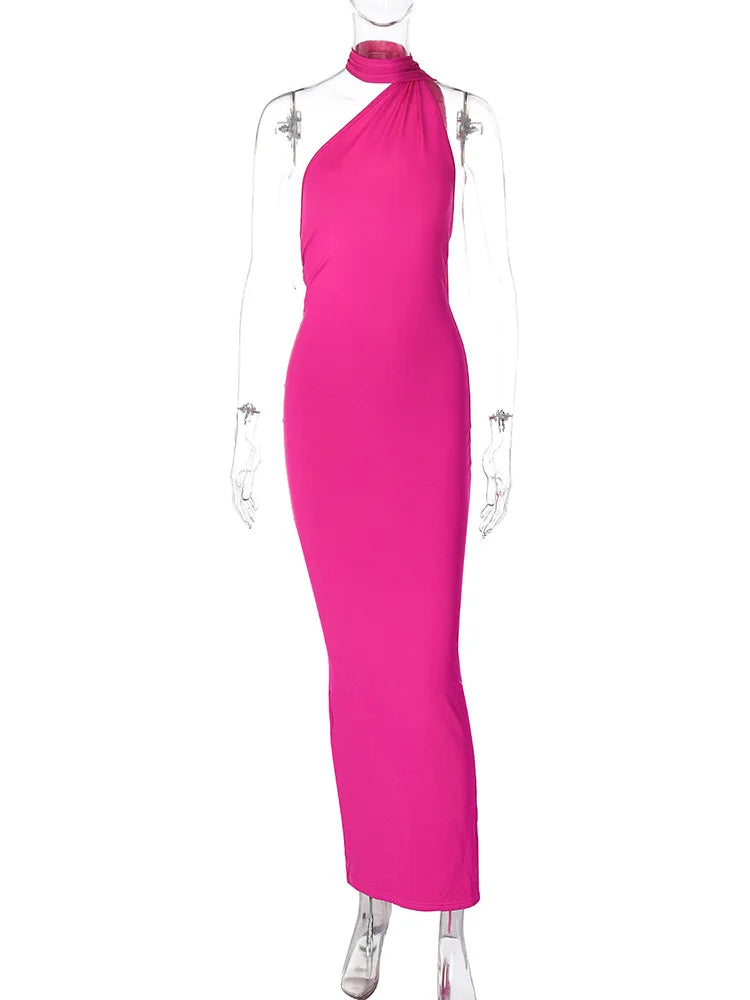 Sexy Backless Bodycon Long Dress Women's Halter Curvy Maxi Dresses Summer Evening Party Birthday Black New Summer White Burgundy