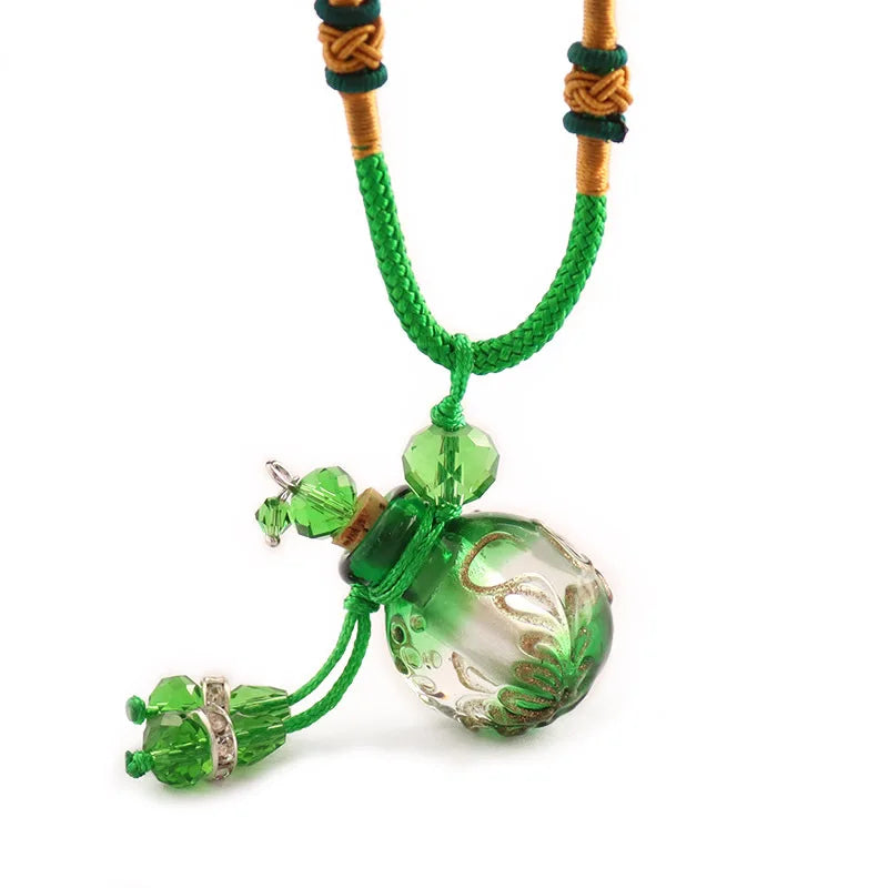 Baroque Aromatherapy Essential Oil Bottle Geometric Pendants Glazed Women Fashion Fried Dough Twists Chain Necklace Jewelry