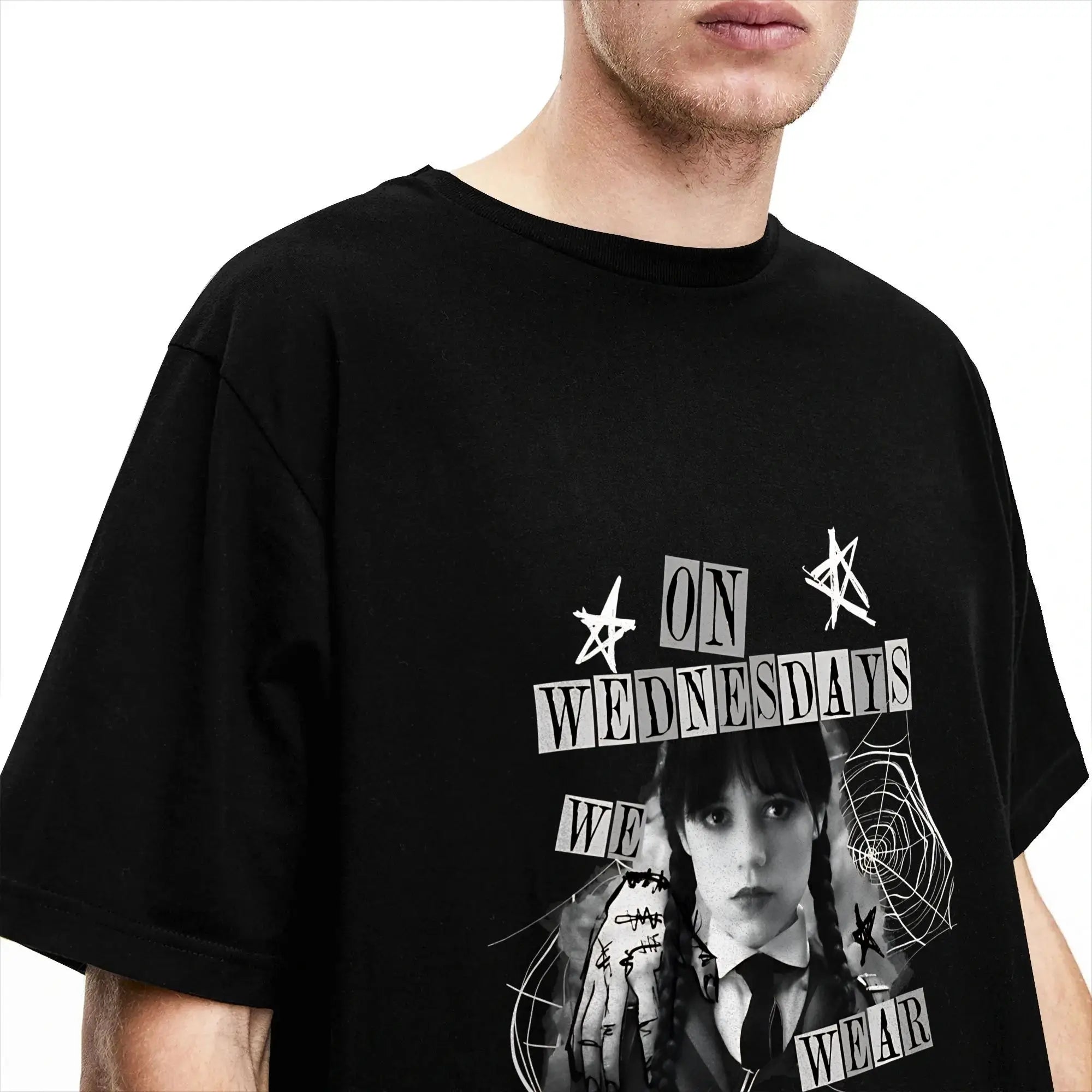 Men's On Wednesday We Wear Black T Shirts  Cotton Tops Fun Short Sleeve O Neck Tees Gift Idea T-Shirt
