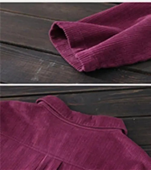 Corduroy Jacket Women's Shirt Spring Autumn New style Retro Long sleeved Loose Korean version High-end Lady Short Windbreaker