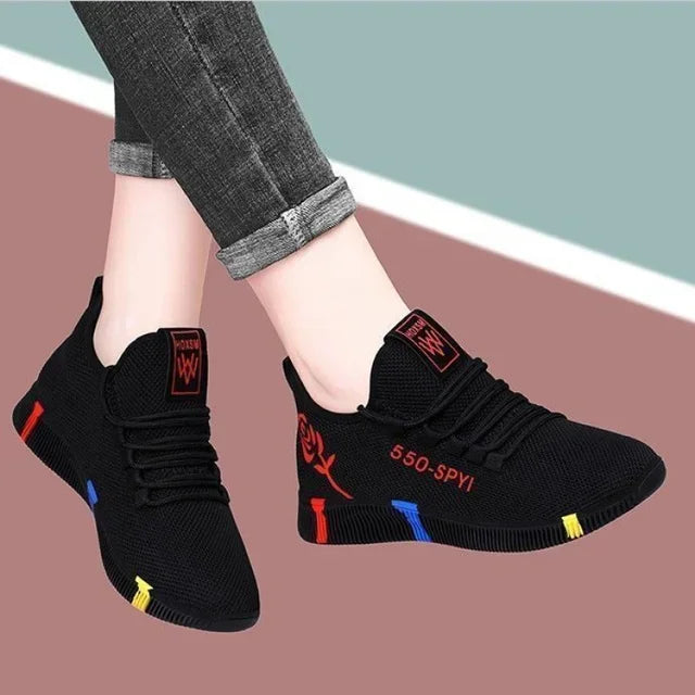 Tenis Feminino 2026 Women's Woven Shoes Air Mesh Light Soft Sneakers Female Flats Platform Lace Up Casual Shoes Basket Femme