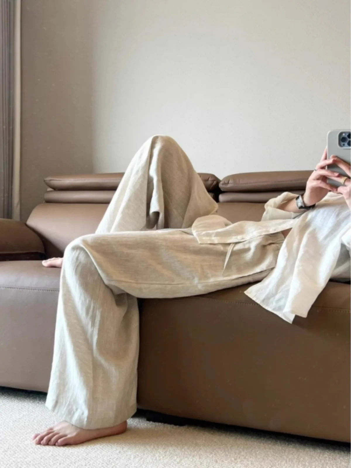 High Waist Cotton Linen Women Wide Leg Pants 2025 Summer Thin Loose Casual Pants Harajuku Solid All Match Straight Trousers