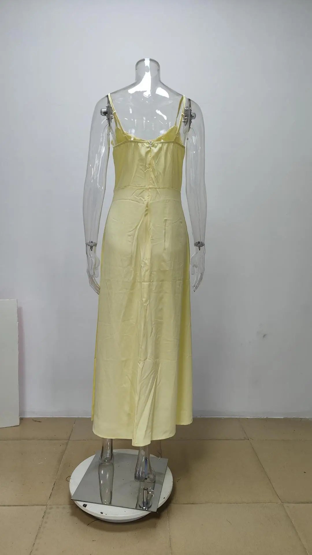 Elegant Strappy Sexy Backless Maxi Dress Women's Summer Fashion Solid Round Neck Pleated Waist Slim Evening Dress Long Dresses