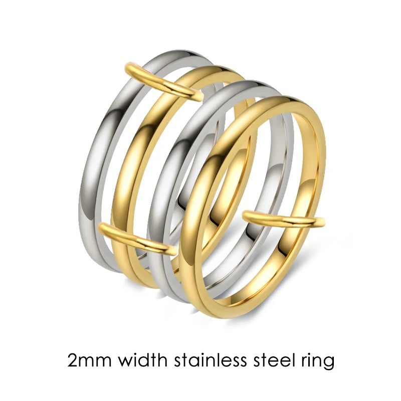 Stainless Steel Stack Rings Kit For Women Simple Four-pieces Link Chain Spinelli Ring Designer T Show Cocktail Party Jewelry