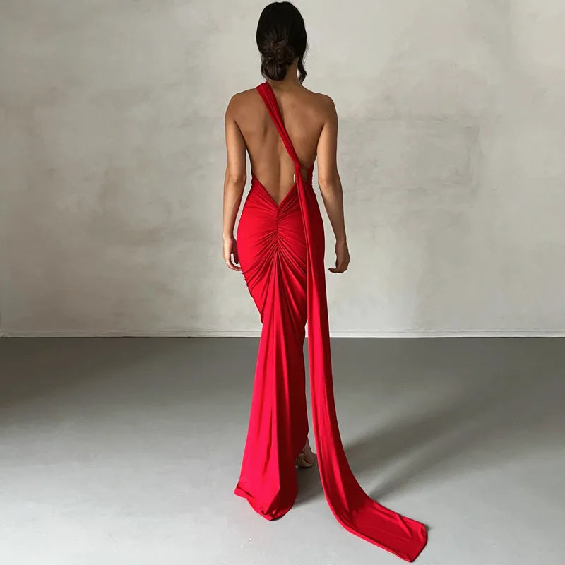 Sexy Backless Bodycon Long Dress Women's Halter Curvy Maxi Dresses Summer Evening Party Birthday Black New Summer White Burgundy