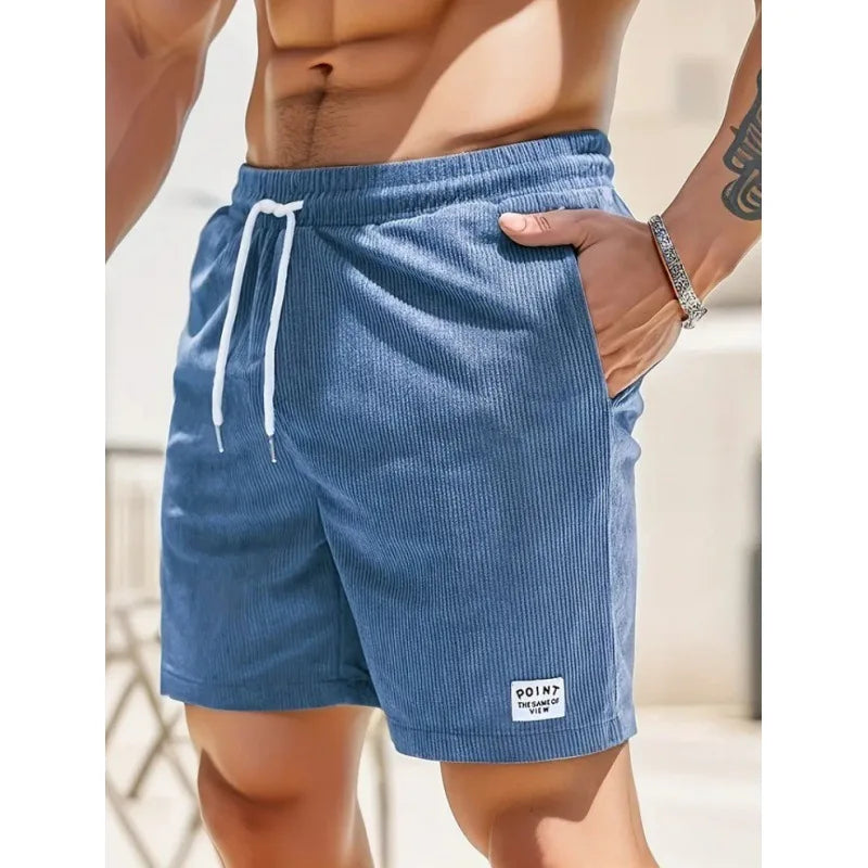 Men's Corduroy Shorts Summer Casual Sports Pants Minimalist Streetwear Elastic Waist Quick Dry Outdoor Shorts