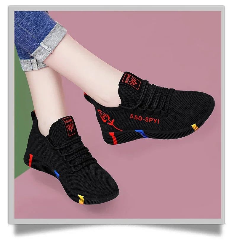 Tenis Feminino 2026 Women's Woven Shoes Air Mesh Light Soft Sneakers Female Flats Platform Lace Up Casual Shoes Basket Femme