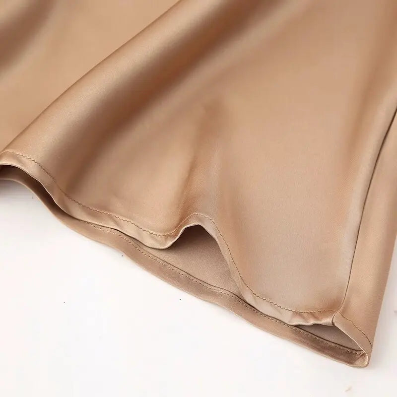 Silk Satin High Waist Slimming Casual Midi Skirt Pure Color Spring 2025 Women's Faion f-length A-line Skirt