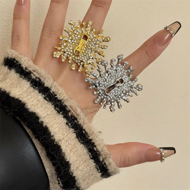 Metal Square Crystal Stacked Rings