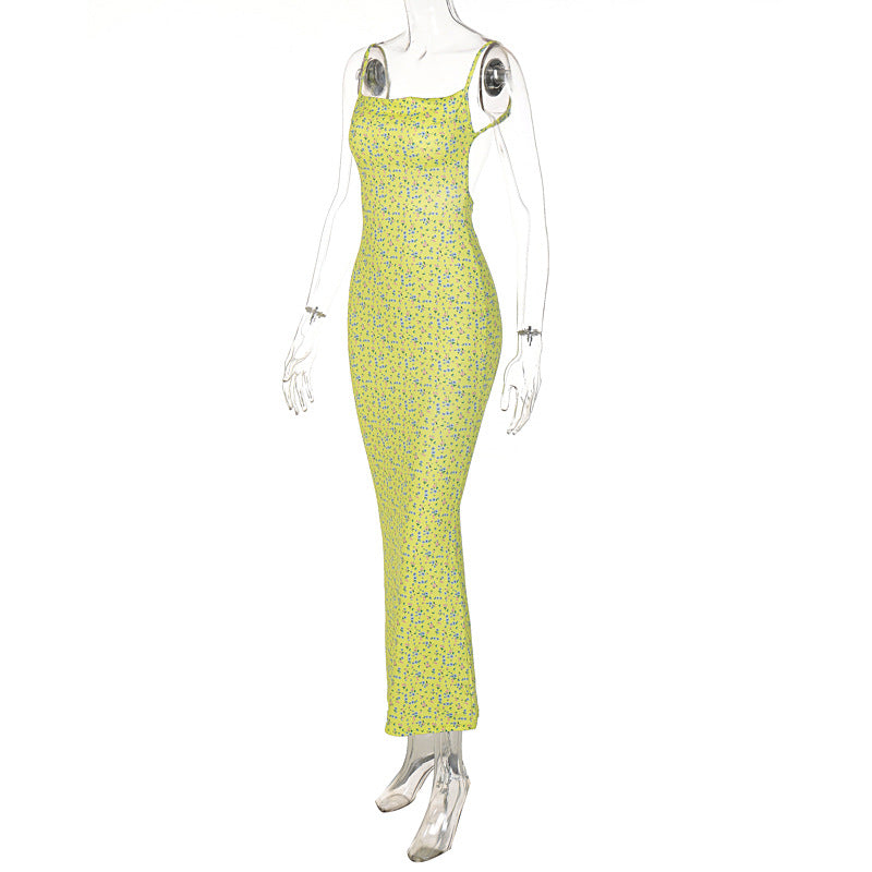 Backless Slip Floral Maxi Long Dress Women 2025 Summer Trendy Retro Sexy Sleeveless Low Cut Bodycon Beach Party Sundress