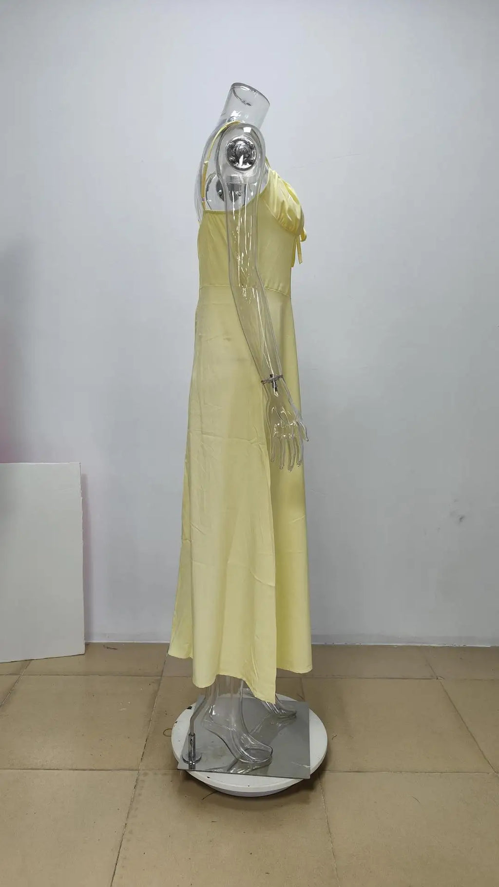 Elegant Strappy Sexy Backless Maxi Dress Women's Summer Fashion Solid Round Neck Pleated Waist Slim Evening Dress Long Dresses