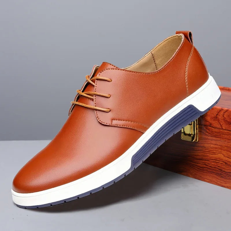 Fashion Men Casual Shoes Mesh Breathable Flat Shoes Male 2025 New Lace-Up Classic Business Leather Shoes designer Men Dress Shoe