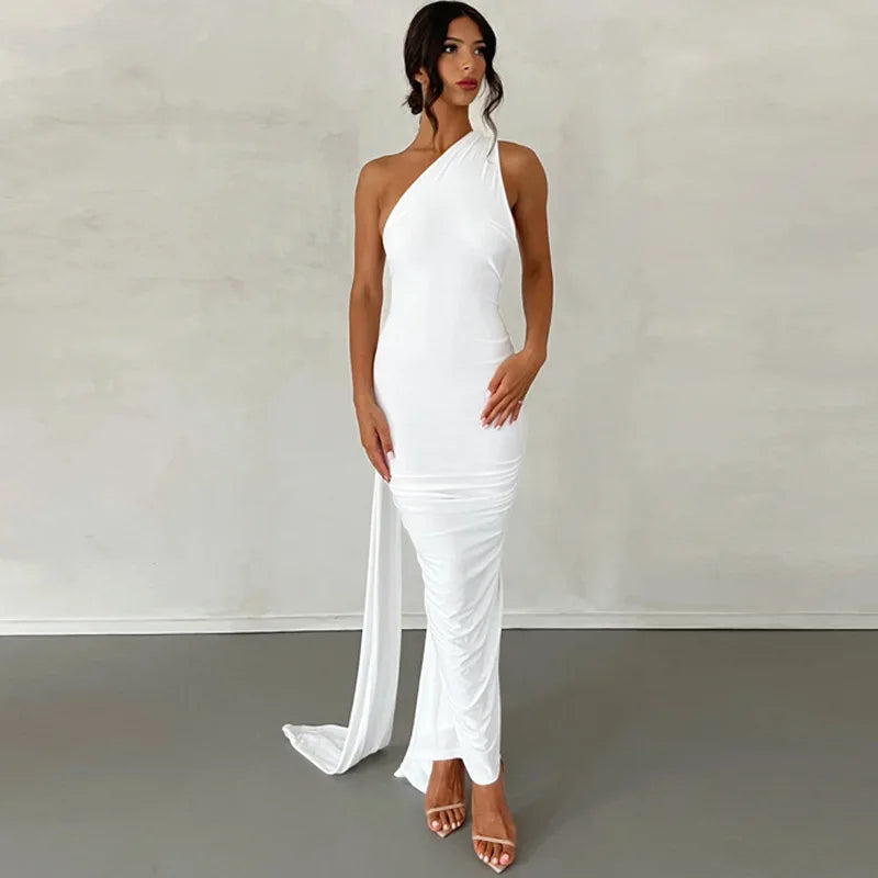 Sexy Backless Bodycon Long Dress Women's Halter Curvy Maxi Dresses Summer Evening Party Birthday Black New Summer White Burgundy