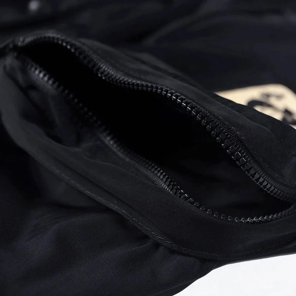 Bomber Jacket Men Embroidered Skull Print Jacket Autumn Protection Casual American Vintage Windproof Workwear Outfit Men's Wear