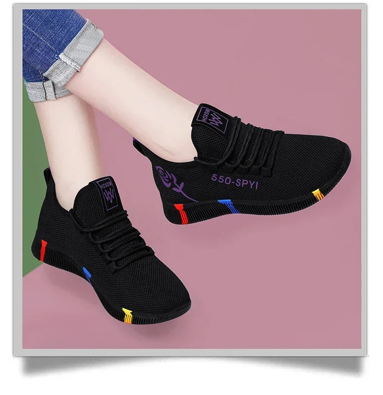 Tenis Feminino 2026 Women's Woven Shoes Air Mesh Light Soft Sneakers Female Flats Platform Lace Up Casual Shoes Basket Femme