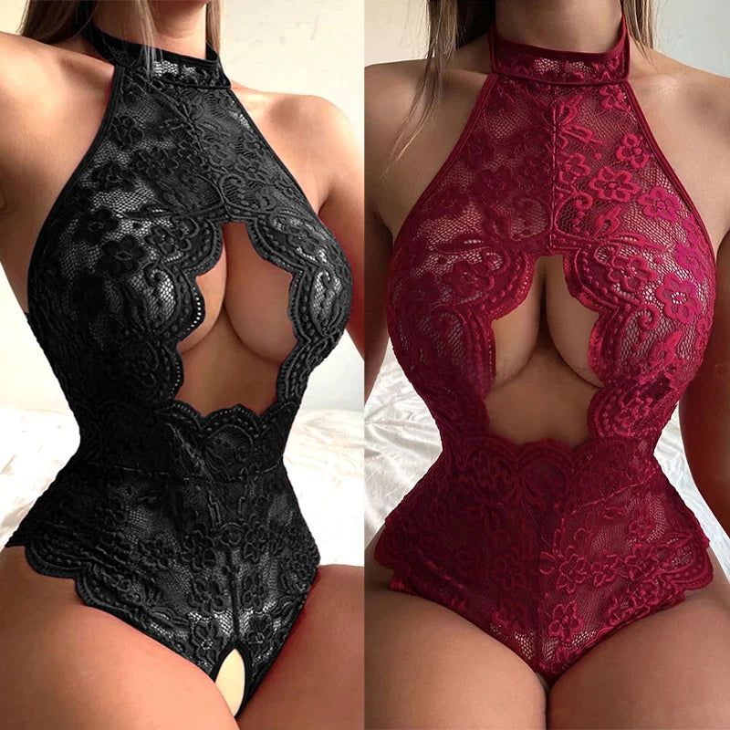 One-pieces Bodysuit Sexy Underwear Women Lace Lingerie Porno Costumes Female Deep V-Neck Open Bra Teddy Bodysuit Erotic Lingerie