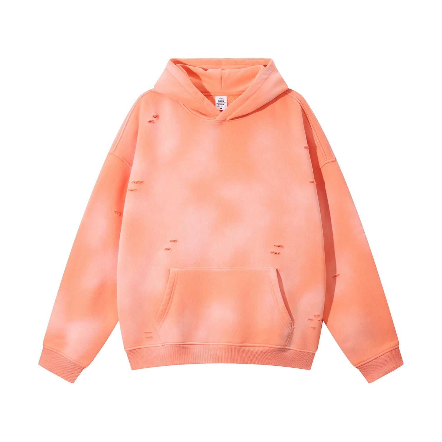 Oversized Hoodies Men Vintage Streetwear Acid Wash Ripped Hoodie Heavyweight Fleece Sweatshirt Pullover Thickened Winter Clothes