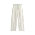 Women's Linen Lyocell Blend Wide Leg Pants Solid Color Versatile Casual Loose Straight Pants Spring Summer High Waist Trousers