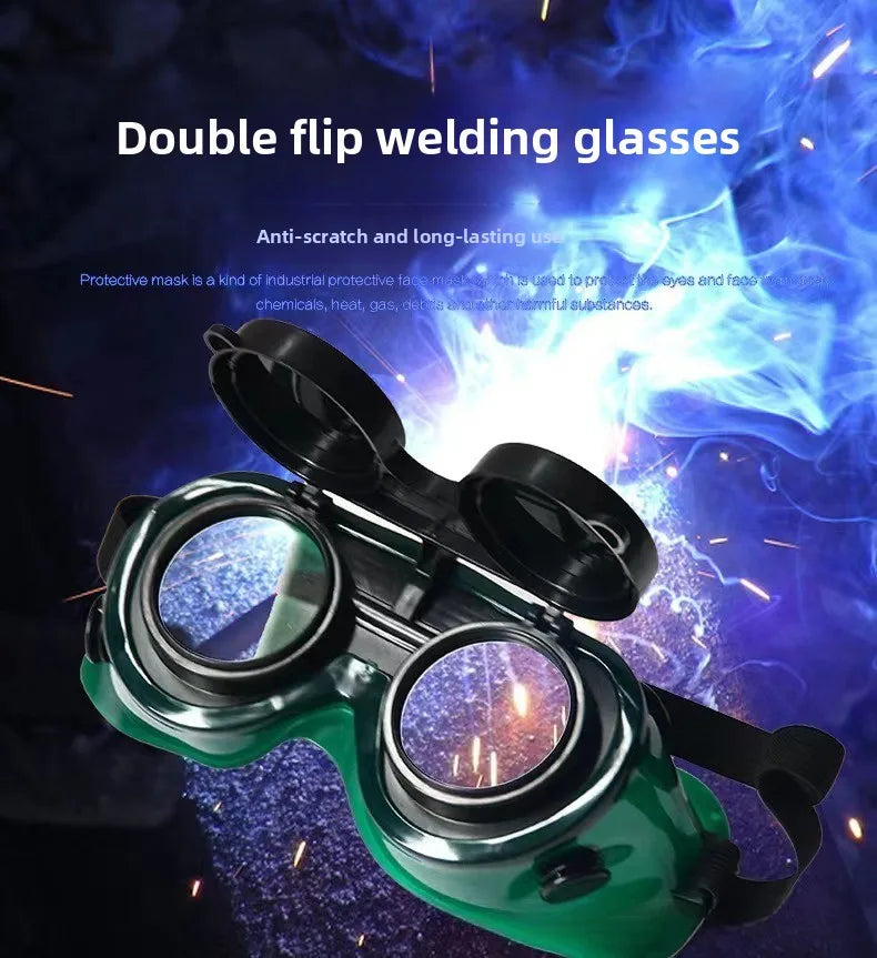 Double Flip Welding Glasses Anti Strong Light Anti Welding Argon Arc Welding Burning Welding Welding Goggles  Protection Glasses