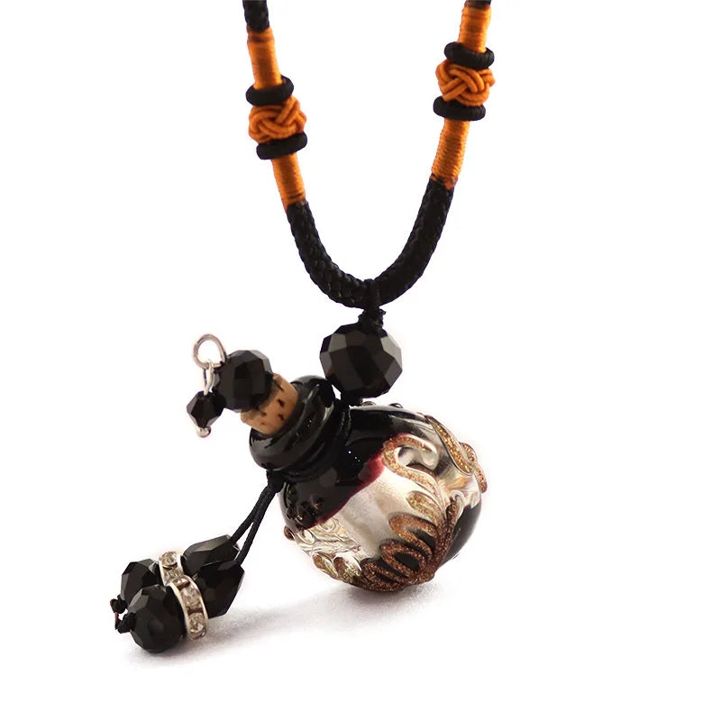 Baroque Aromatherapy Essential Oil Bottle Geometric Pendants Glazed Women Fashion Fried Dough Twists Chain Necklace Jewelry