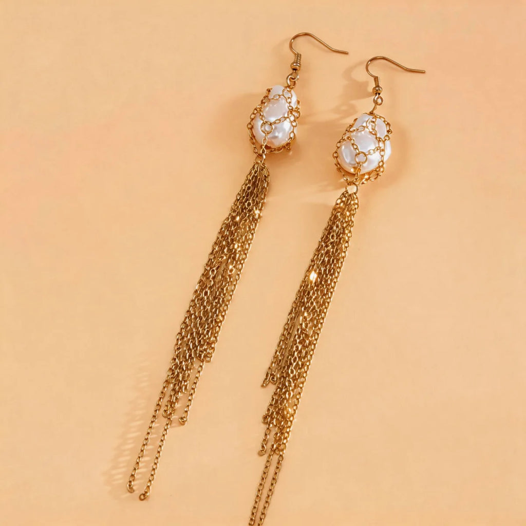 DOO MEI Baroque Pearl Pendnat Necklaces Multi-layer Long Chains Necklace Minimalist Imitation Pearl Tassel Necklace Punk Jewelry