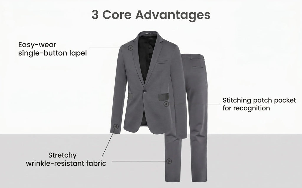 Men's 2-Piece Suit Set Fashionable Eveningwear Tuxedo Pants Ideal for Wedding Parties