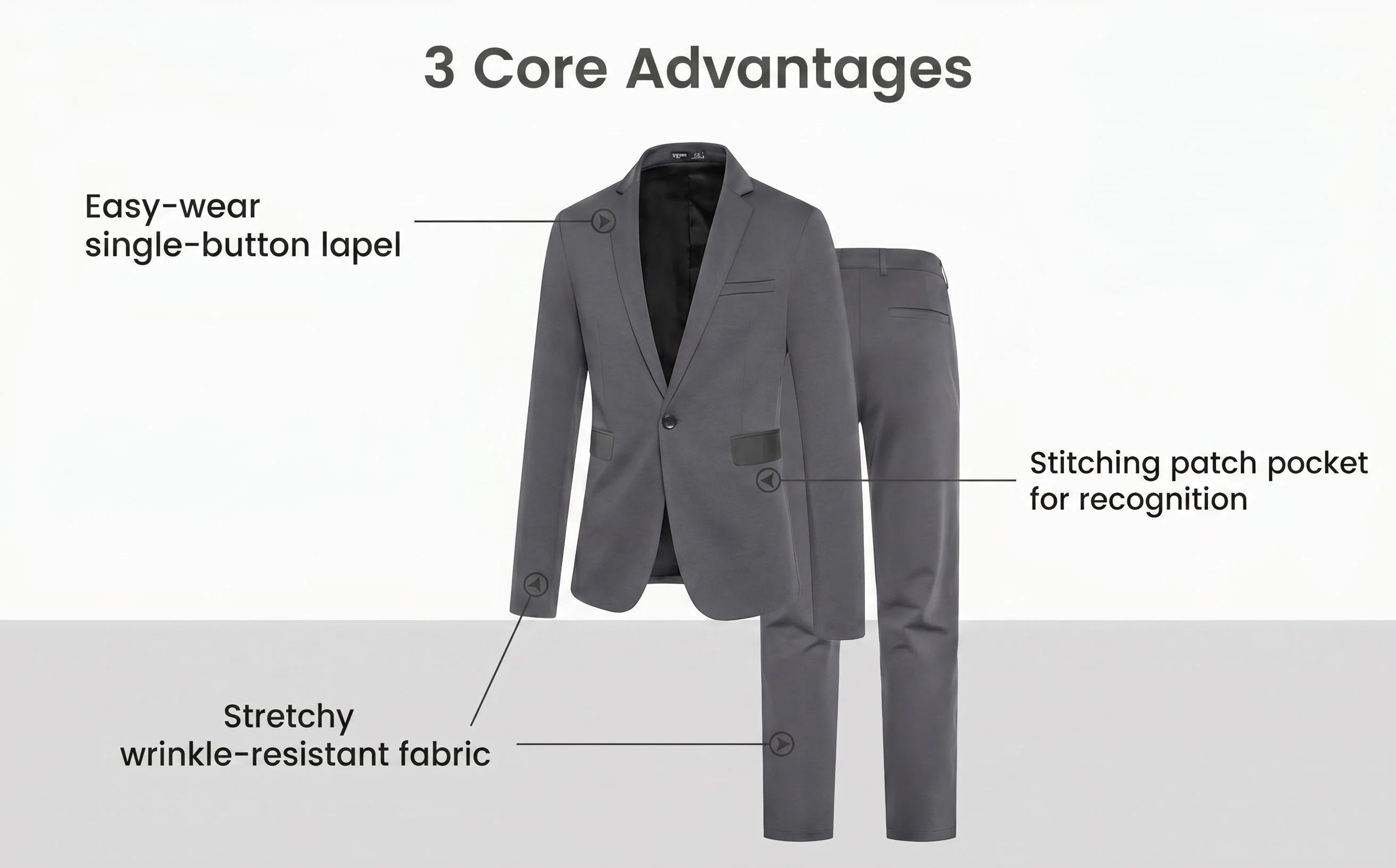 Men's 2-Piece Suit Set Fashionable Eveningwear Tuxedo Pants Ideal for Wedding Parties