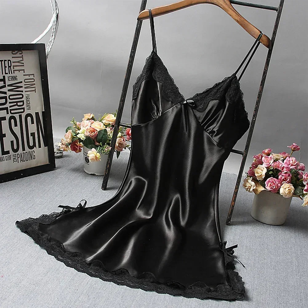Ladies Wrap Dress Women Nightwear Breathable Lightweight Lingerie Sleepwear Nightdress Robe Satin Soft Fashion