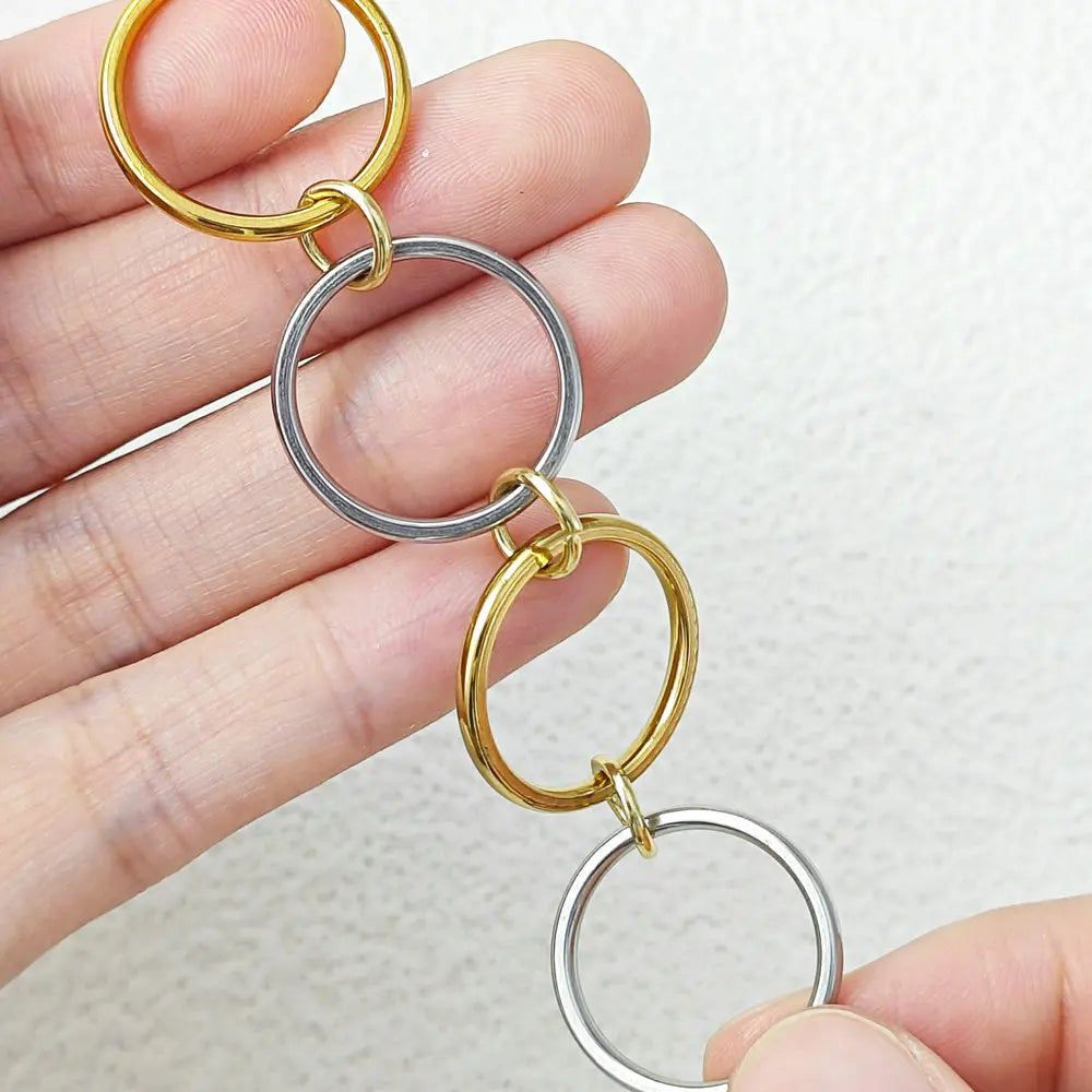 Stainless Steel Stack Rings Kit For Women Simple Four-pieces Link Chain Spinelli Ring Designer T Show Cocktail Party Jewelry