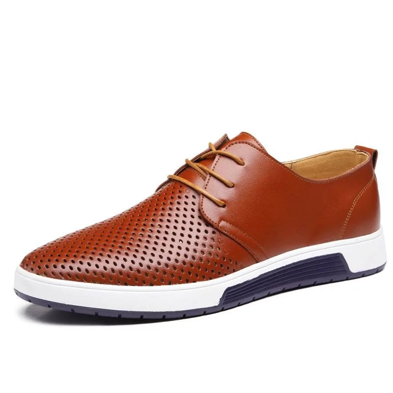 Fashion Men Casual Shoes Mesh Breathable Flat Shoes Male 2025 New Lace-Up Classic Business Leather Shoes designer Men Dress Shoe