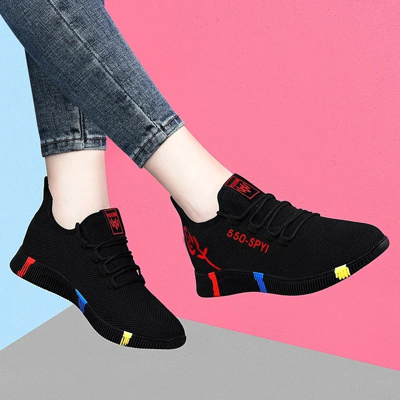 Tenis Feminino 2026 Women's Woven Shoes Air Mesh Light Soft Sneakers Female Flats Platform Lace Up Casual Shoes Basket Femme