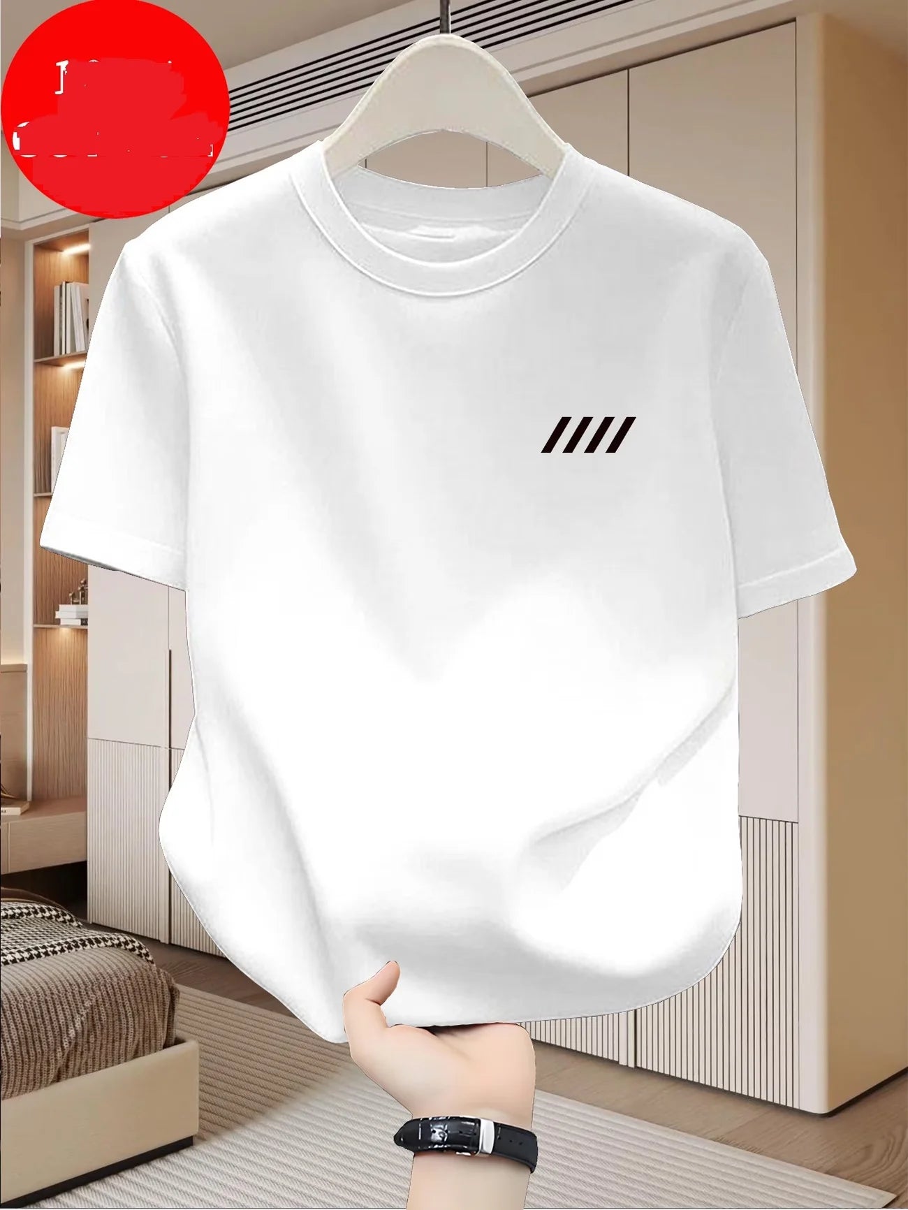 Men Oversized Minimal Vertical Stripes T Shirt 100% Cotton Chest Small Graphic Tees Basic Casual Streetwear Unisex Tops