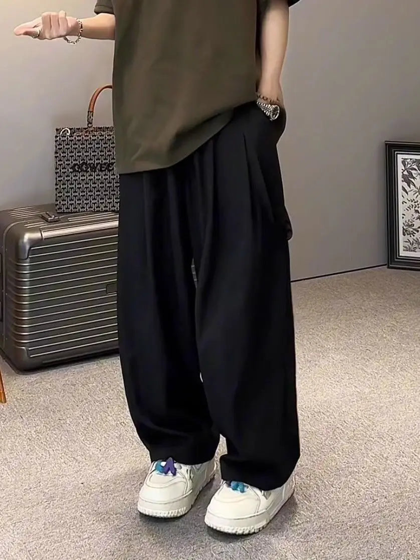 Men's Trendy Casual Trousers New Thin Style Summer Simple Drapey Versatile Trousers Loose