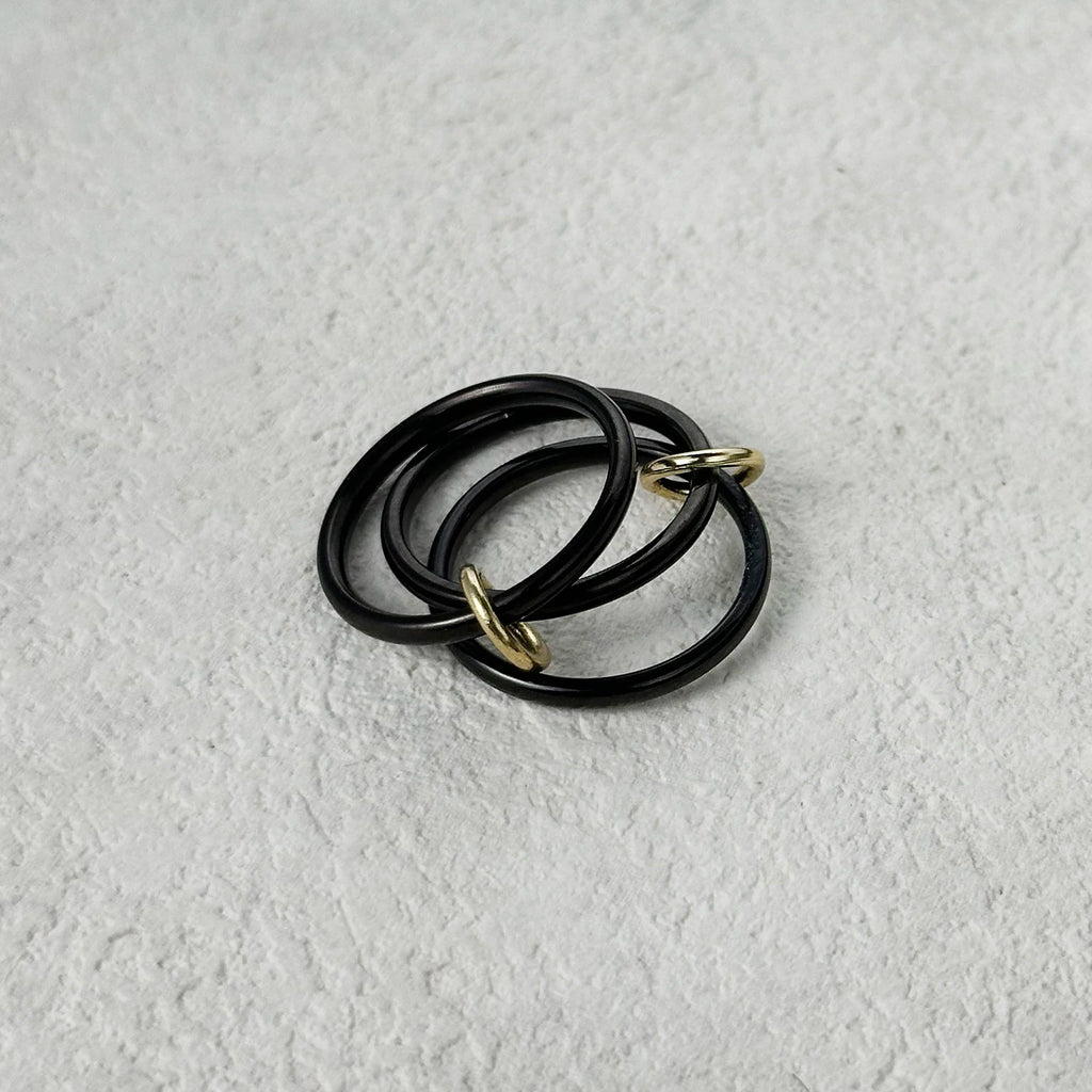 INS 3pcs Multi Layers Rings Stack Set Black Gold Double Color Stainless Steel Stacking Ring Simple For Women Trendy Jewelry Gift