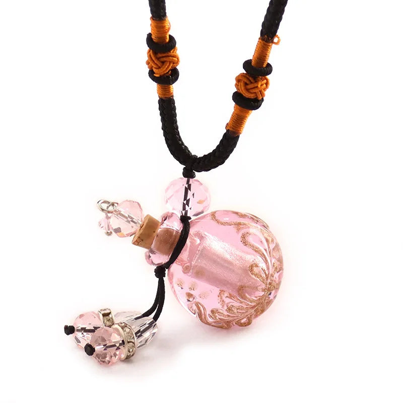 Baroque Aromatherapy Essential Oil Bottle Geometric Pendants Glazed Women Fashion Fried Dough Twists Chain Necklace Jewelry
