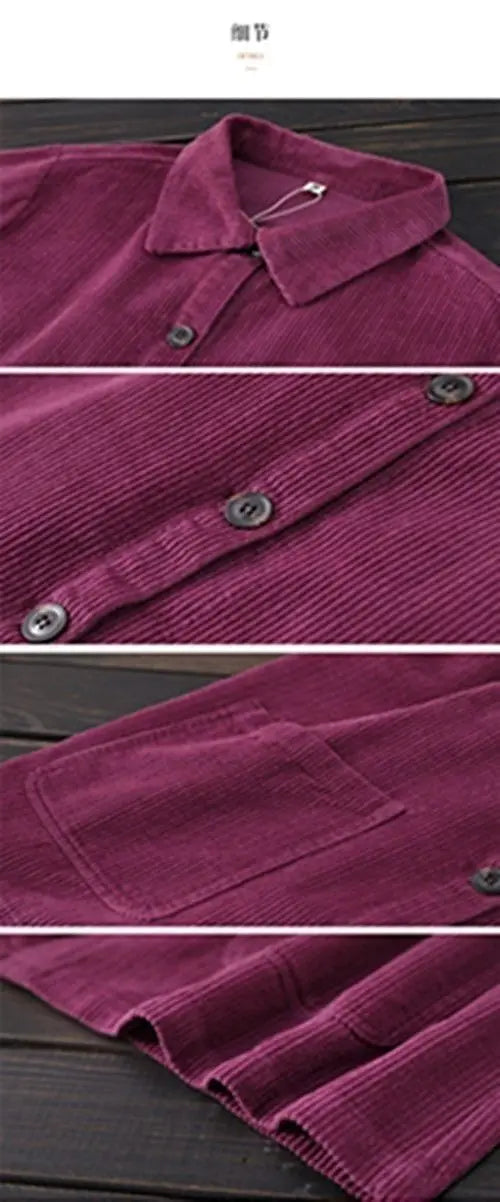 Corduroy Jacket Women's Shirt Spring Autumn New style Retro Long sleeved Loose Korean version High-end Lady Short Windbreaker
