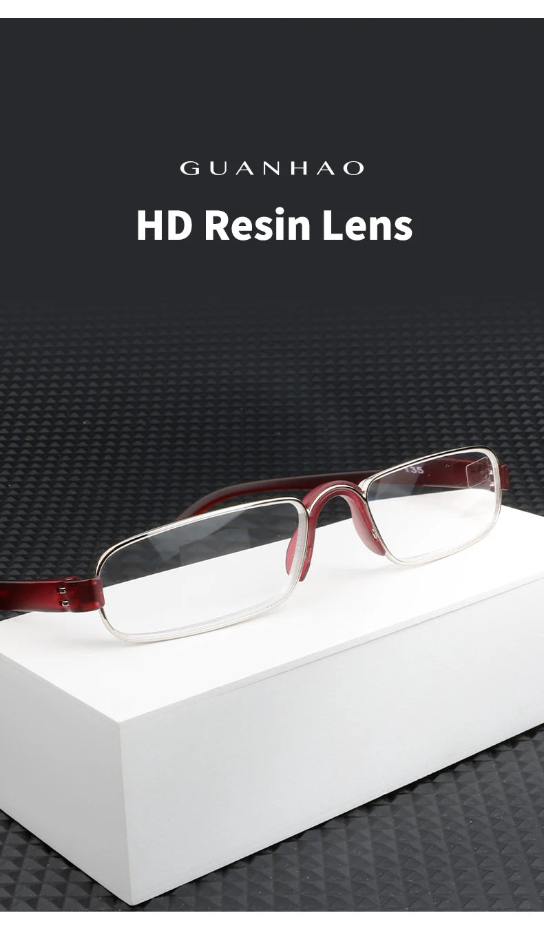 Guanhao Transparent Optical Men Reading Glasses Clear Women Presbyopia Hyperopia Reading Glasses Frame Alloy Ultralight HD View