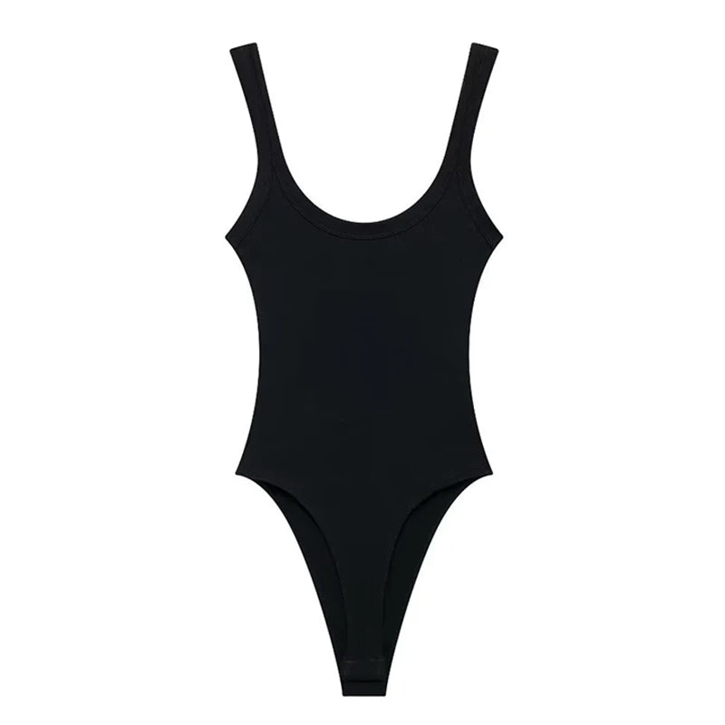 Skinny Ribbed Bodysuits for Women, O Neck, Straps, Snap-Button, Female Playsuits, Sexy Fashion