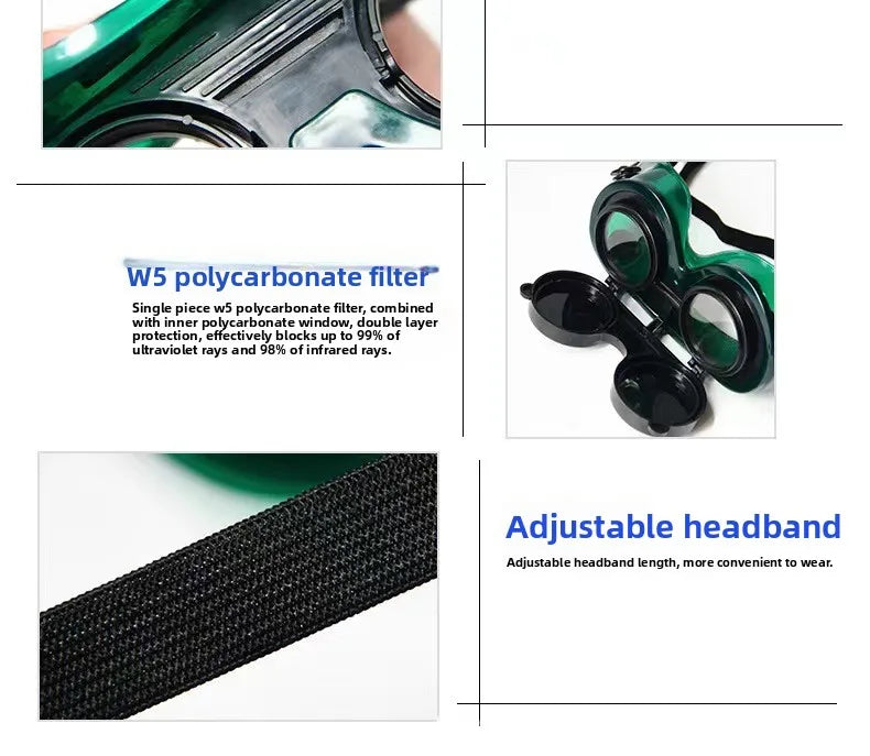 Double Flip Welding Glasses Anti Strong Light Anti Welding Argon Arc Welding Burning Welding Welding Goggles  Protection Glasses