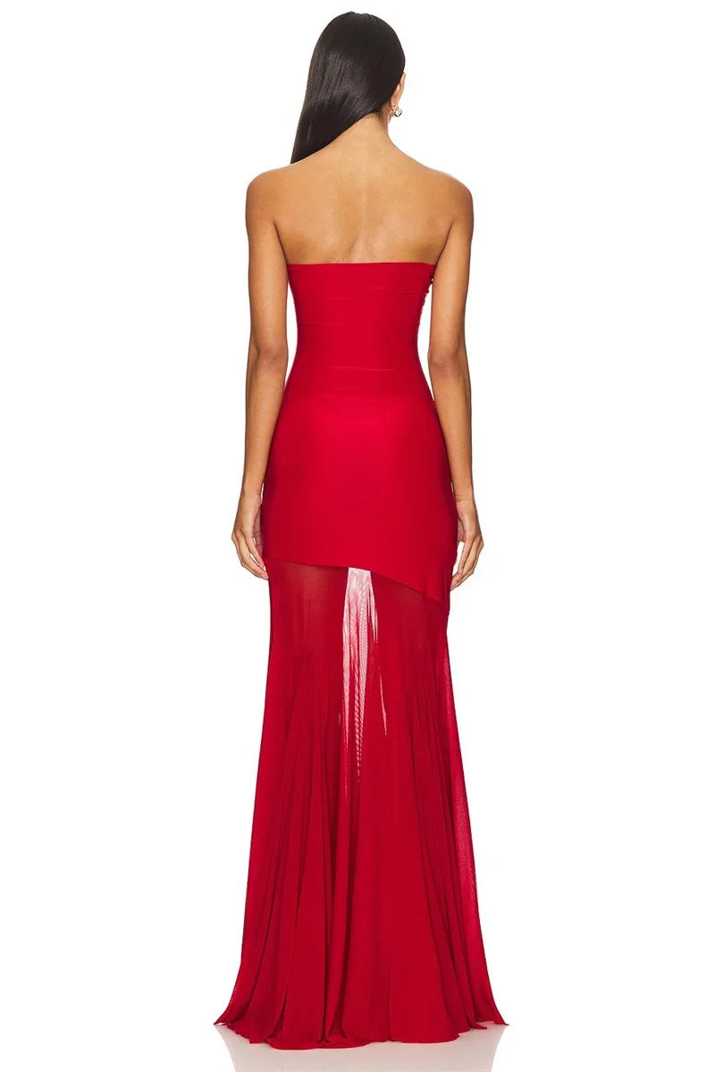 Off-shoulder Strapless Sexy Maxi Dress Women Gown Fashion Elegant Mesh Sleeveless Backless Bodycon Club Party Dresses 2025