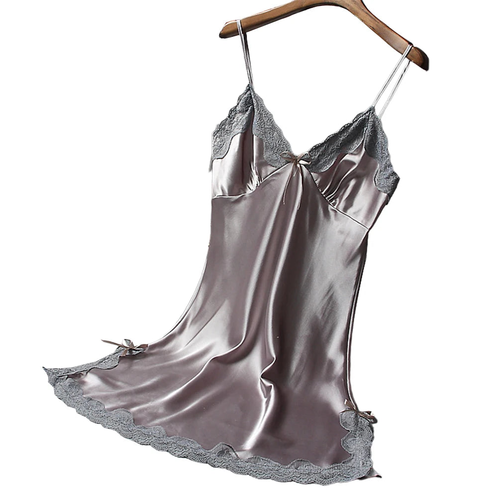 Ladies Wrap Dress Women Nightwear Breathable Lightweight Lingerie Sleepwear Nightdress Robe Satin Soft Fashion