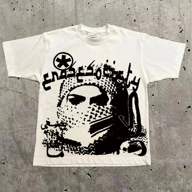 Graphic T-shirt Men Women Vintage Top Hip Hop Streetwear Oversized Tshirt Short Sleeve Casual Clothing Summer Fashion Trendy Tee