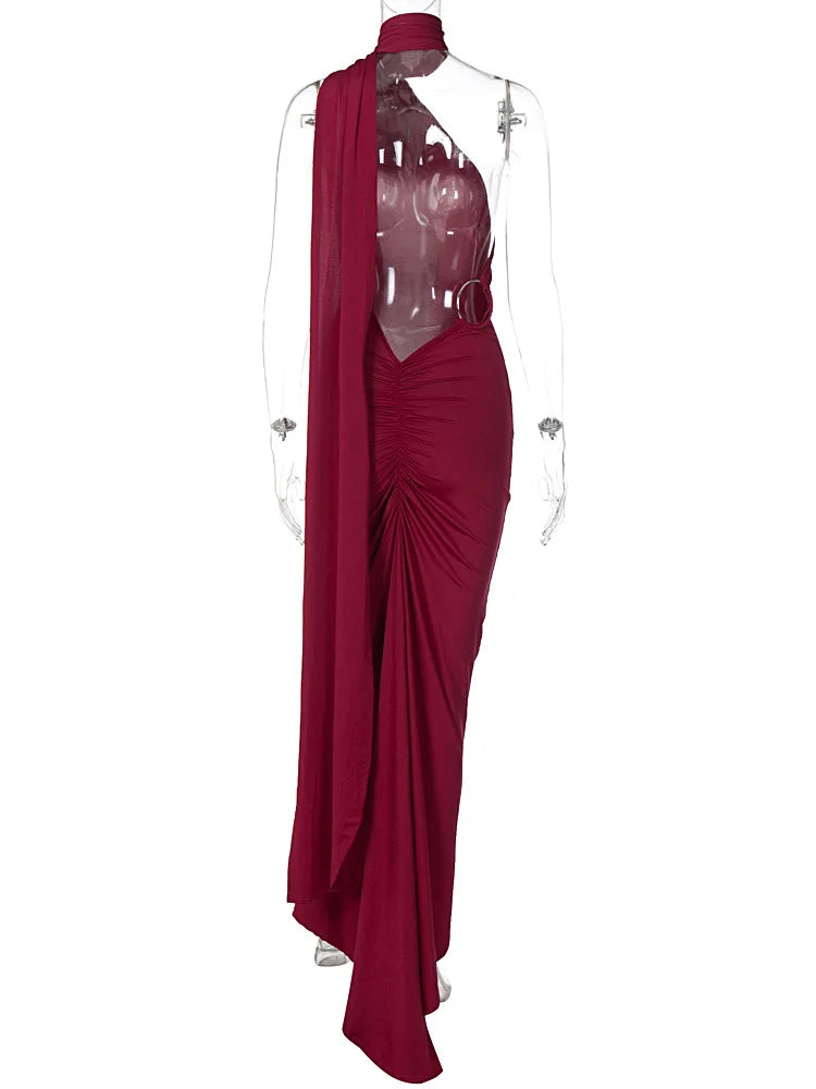 Sexy Backless Bodycon Long Dress Women's Halter Curvy Maxi Dresses Summer Evening Party Birthday Black New Summer White Burgundy