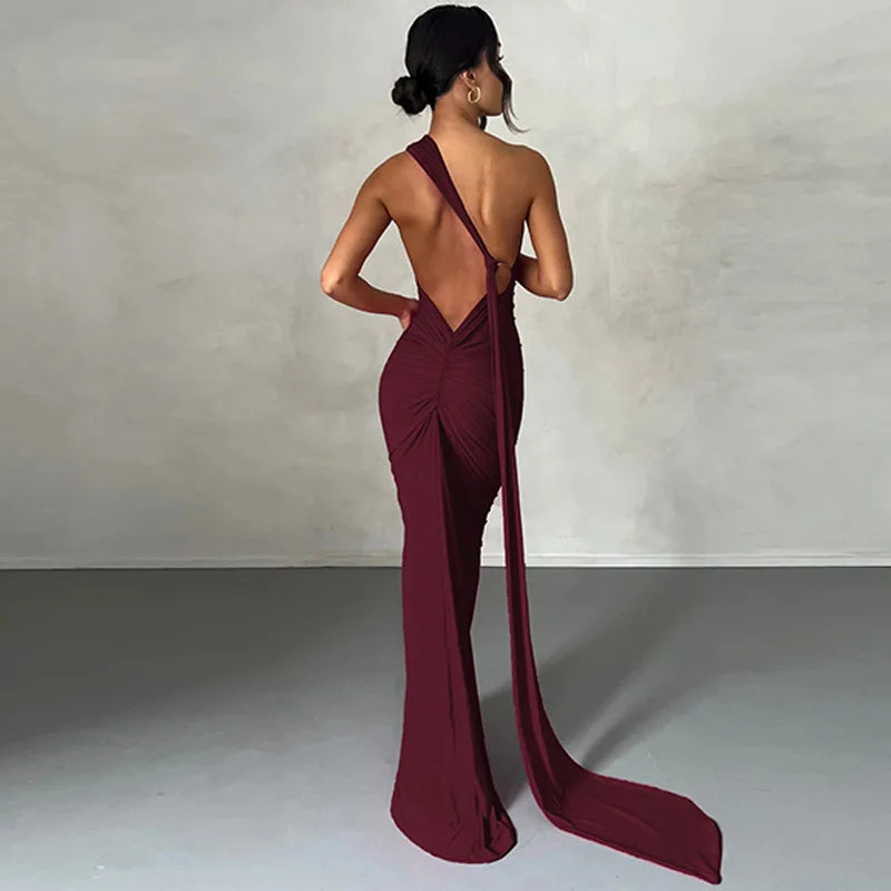 Sexy Backless Bodycon Long Dress Women's Halter Curvy Maxi Dresses Summer Evening Party Birthday Black New Summer White Burgundy