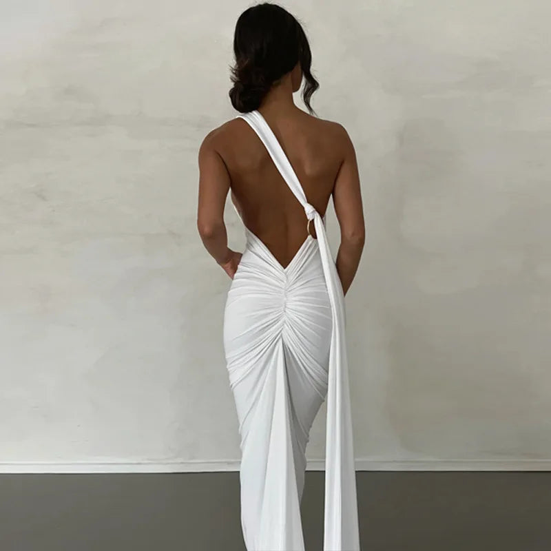Sexy Backless Bodycon Long Dress Women's Halter Curvy Maxi Dresses Summer Evening Party Birthday Black New Summer White Burgundy