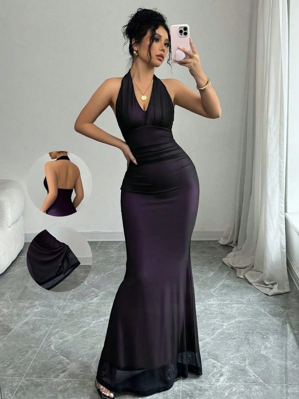 Summer Backless Sexy Maxi Dress Women Gown Patchwork Lace Halter Deep V Neck Sleeveless High Waist Elegant Long Dresses Vestido